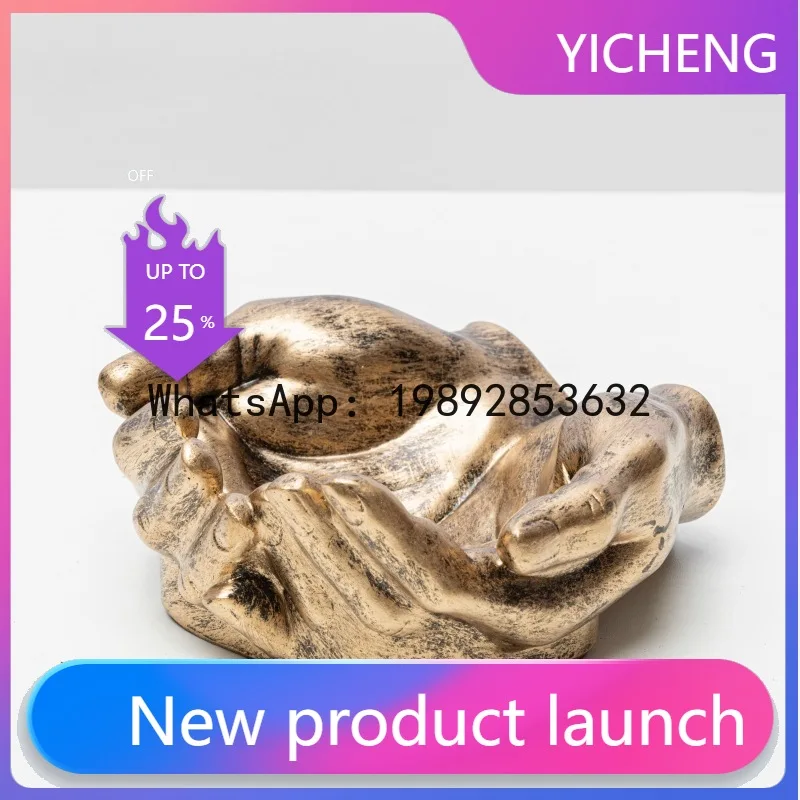

Resin Handicrafts Simulated Human Figure Sculpture Palm Tray Desktop Storage Container Fruit Plate Home Decoration Accessories