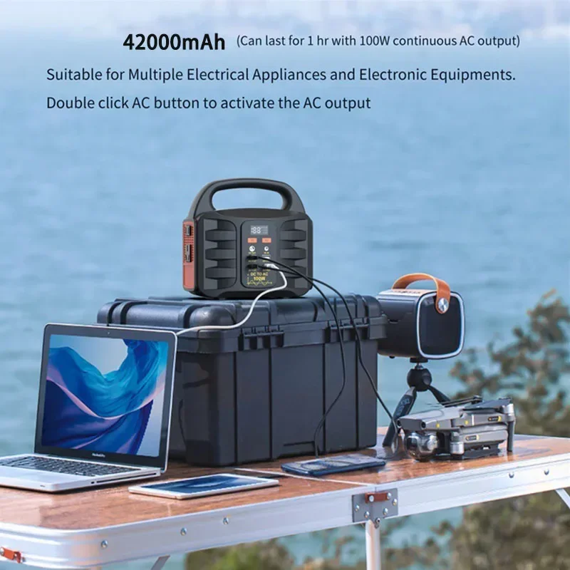 150W Portable Emergency Pwer Station 42000mAh Outdoor Camping Power Bank Power Supply Inverter Generator Battery Charger