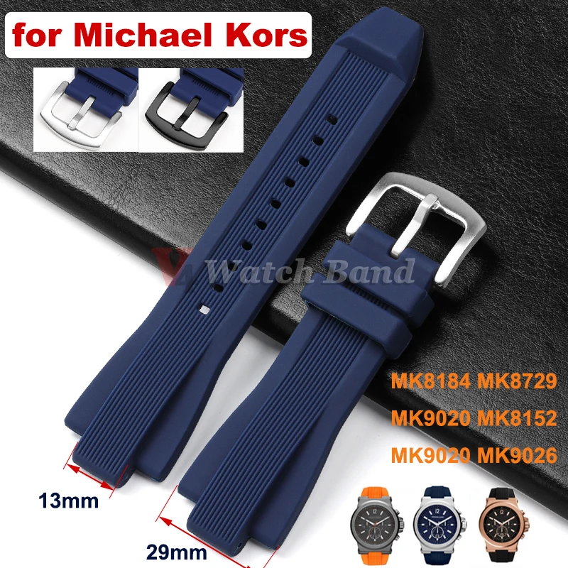 Силиконовый ремешок 13X29 мм для часов Michael Kors MK9020 MK8729 MK9026 MK8184 MK8152, мягкий браслет, мужской сменный браслет