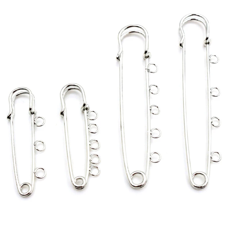 5pcs/lot Safety Pins Brooch Blank Base 50/80/90mm 3/5 Rings Jewelry Pin for Making Supplies Accessorie