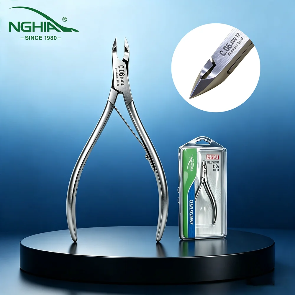NGHIA C06 Professional Cuticle Trimmer Nail Cuticle Cutter Stainless Steel Cuticle Nippers with Sharp Blades
