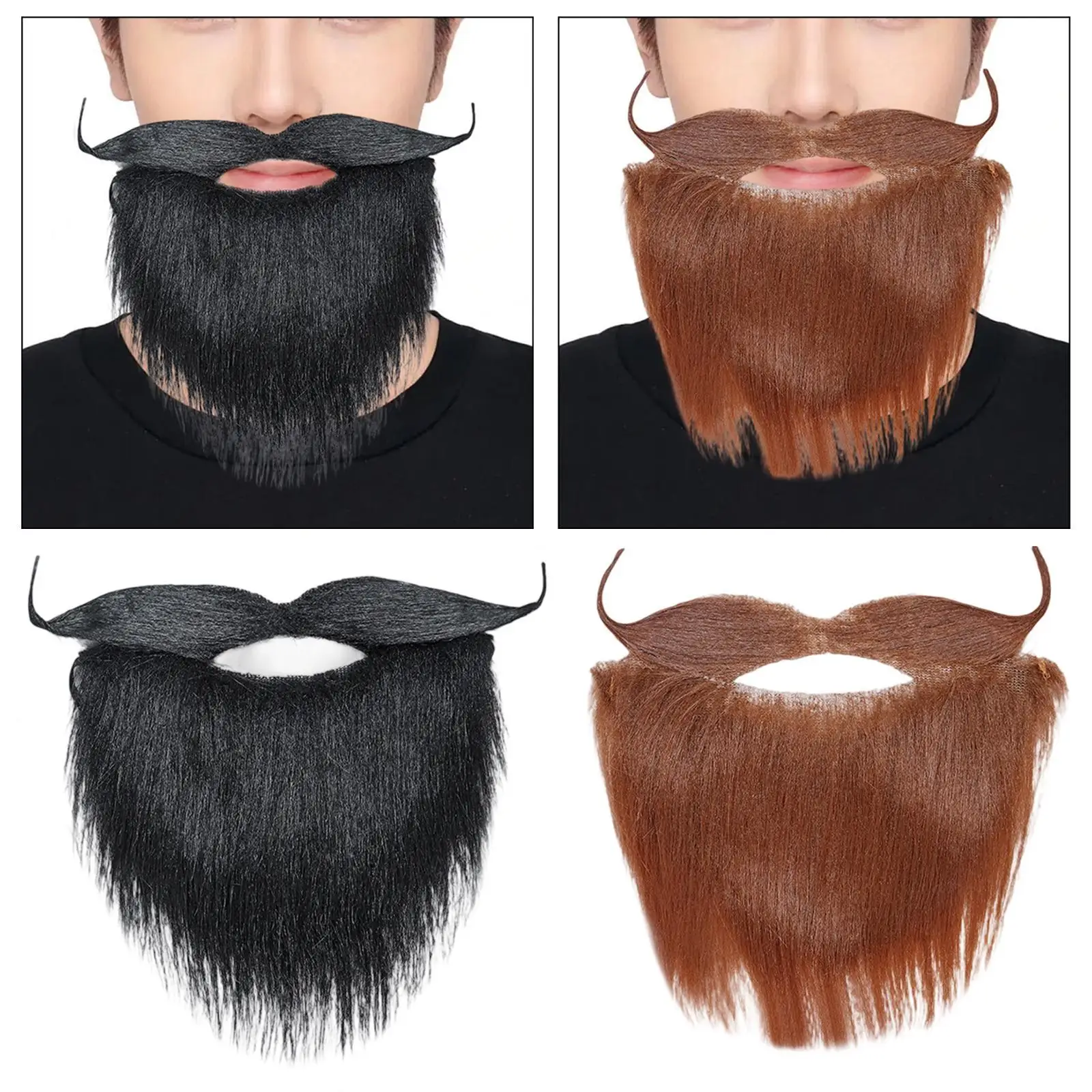 Fake Beard Party Kostüm Neuheit Bühnenaufführung Realistischer Fake-Schnurrbart für Cosplay Urlaub für Männer Maskerade Halloween