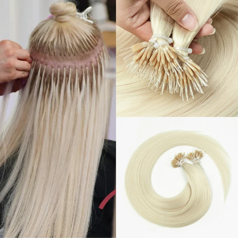 

Flexible Tip Nano Ring Hair Extensions Human Hair Durable Fish Line MicroRings Hair Extension 50strands 50g/Pack