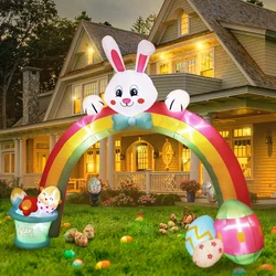 PartyWorld 6FT Easter Bunny Arch Home Outdoor Inflatable Decorations Dinosaur Rabbit Egg Build In LED Light Garden Decoraton