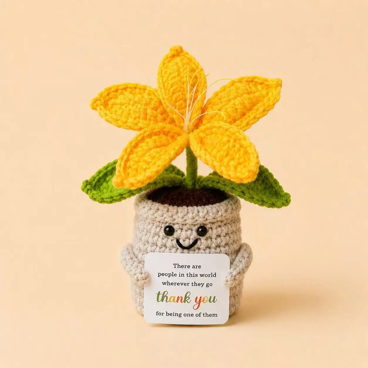 Neue Gehäkelte Emotional Support Lilie im Topf Handgefertigter Gewebter Blumentopf Dankeschön-Geschenk Personalisiertes Geschenk – Detail 3