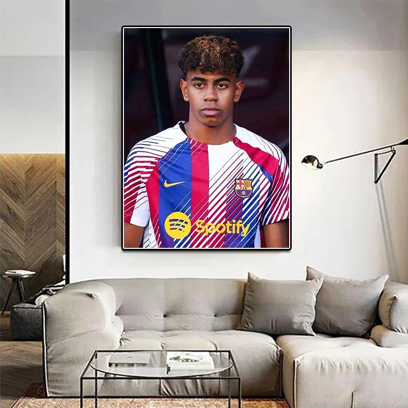 Handmade DIY Ramin Yamal Diamond Painting Kit for Football Club Barcelona Cross Embroidered Diamond Mosaic Home Decoration