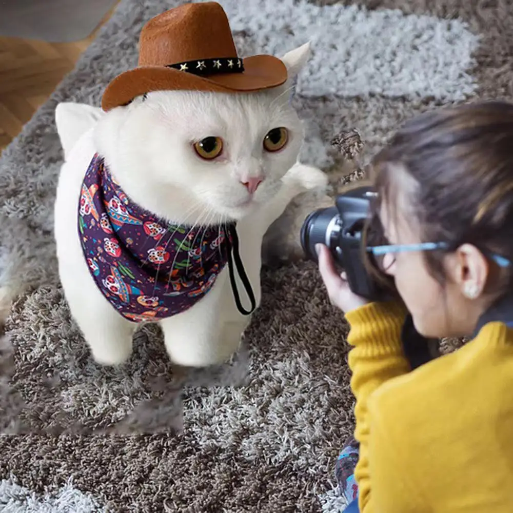 Small pet Cowboy Hat for Dogs cats Cowboy Hat pet Halloween Costumes Party Decoration Pet role-playing hat mini cowboy hat