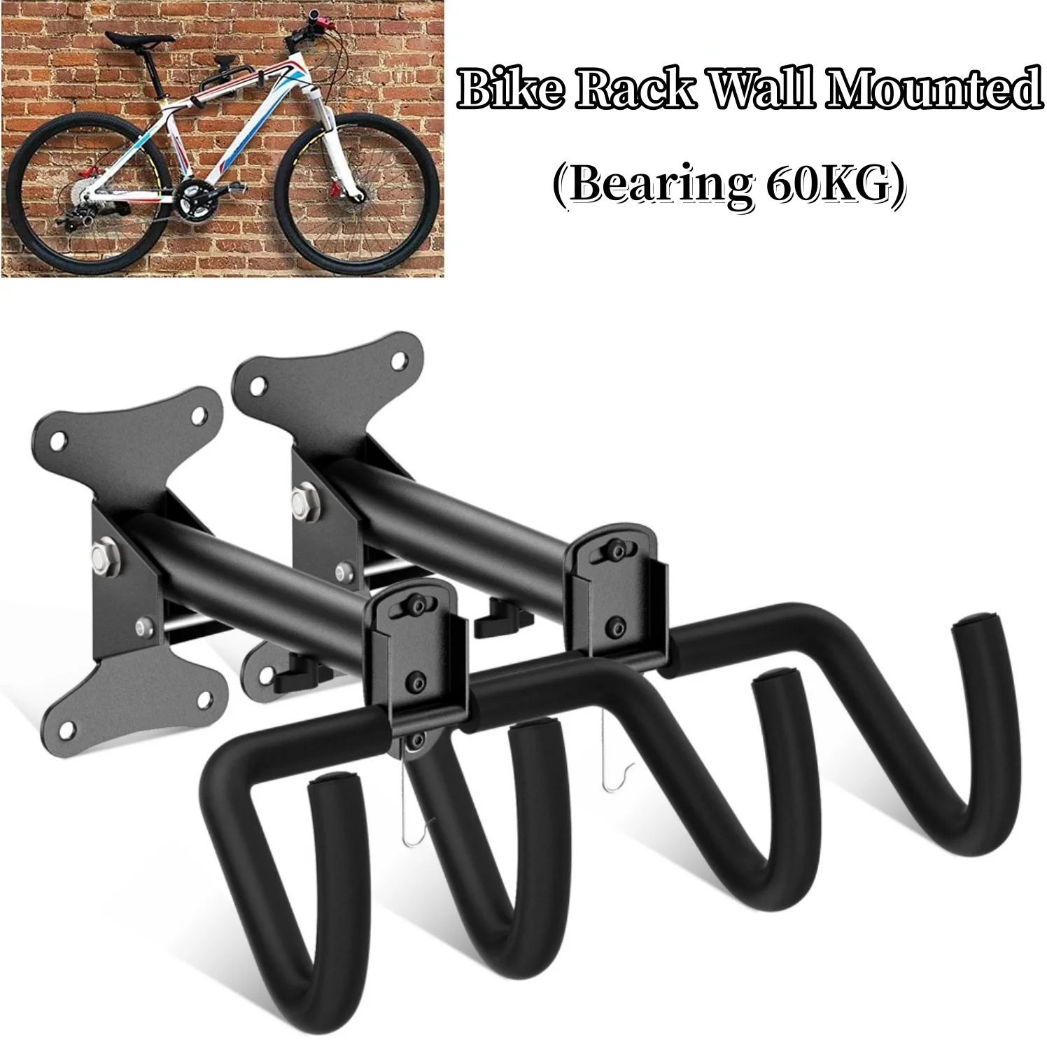 Wandmontierter Fahrradhalter, Fahrradhalterung für Garage und Zuhause, Verstellbarer Fahrradhaken, Verstärkter MTB- und Rennradhalter, Tragkraft 60