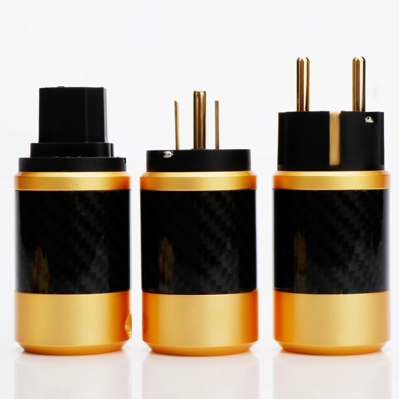 Gold Carbon Fiber Power Connector Mains AC Power Plug Socket  EU/US IEC320 Standard  Shielding Hifi Audio DIY Calbe Connector