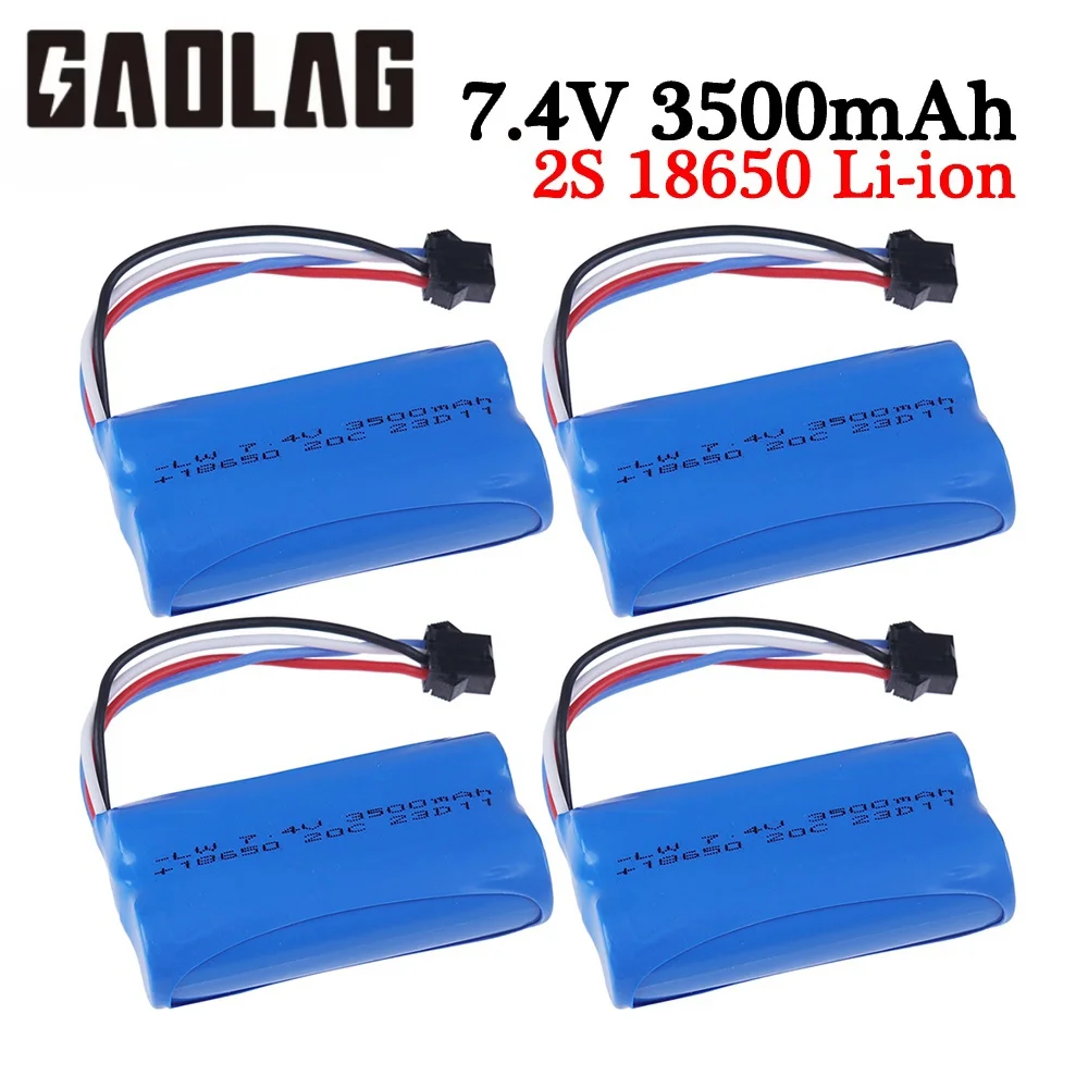 SM-4P Plug 7.4V 3500mAh 18650 Li-ion Battery  for Udi007 Udi001 UDI002 UDI902 HJ806 960 961 962 RC Racing Boat 7.4V 2S Batteries