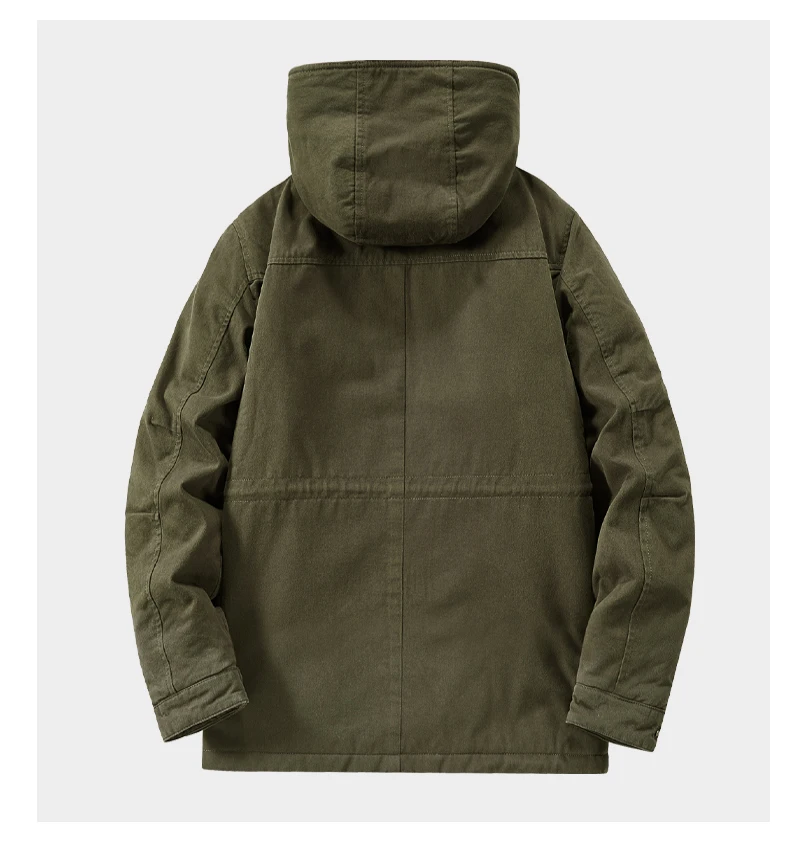 Middle Elderly Mens Pure Cotton Multi Pocket Workwear Jacket Mid Length Loose Windbreaker Spring Autumn Outdoor Windproof Daily