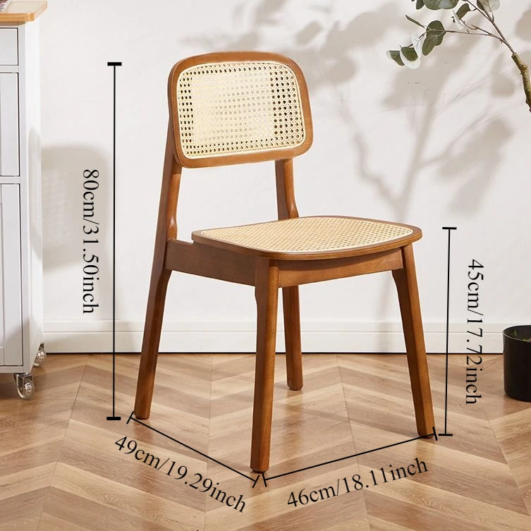 

Nordic Solid Wood Aged Rattan Chairs Home Japanese Style Rattan Chairs Backrest Dining Room Chair Vintage Chair Home Furniture