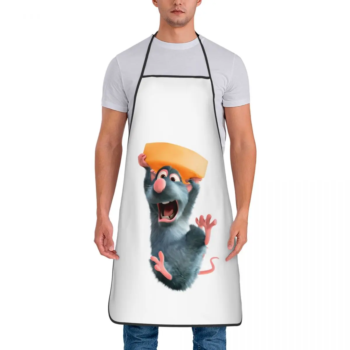 Funny Mouse And Cheese Aprons for Men Women Unisex Kitchen Chef Bib Ratatouilles Tablier Cuisine for Cooking Baking Gardening