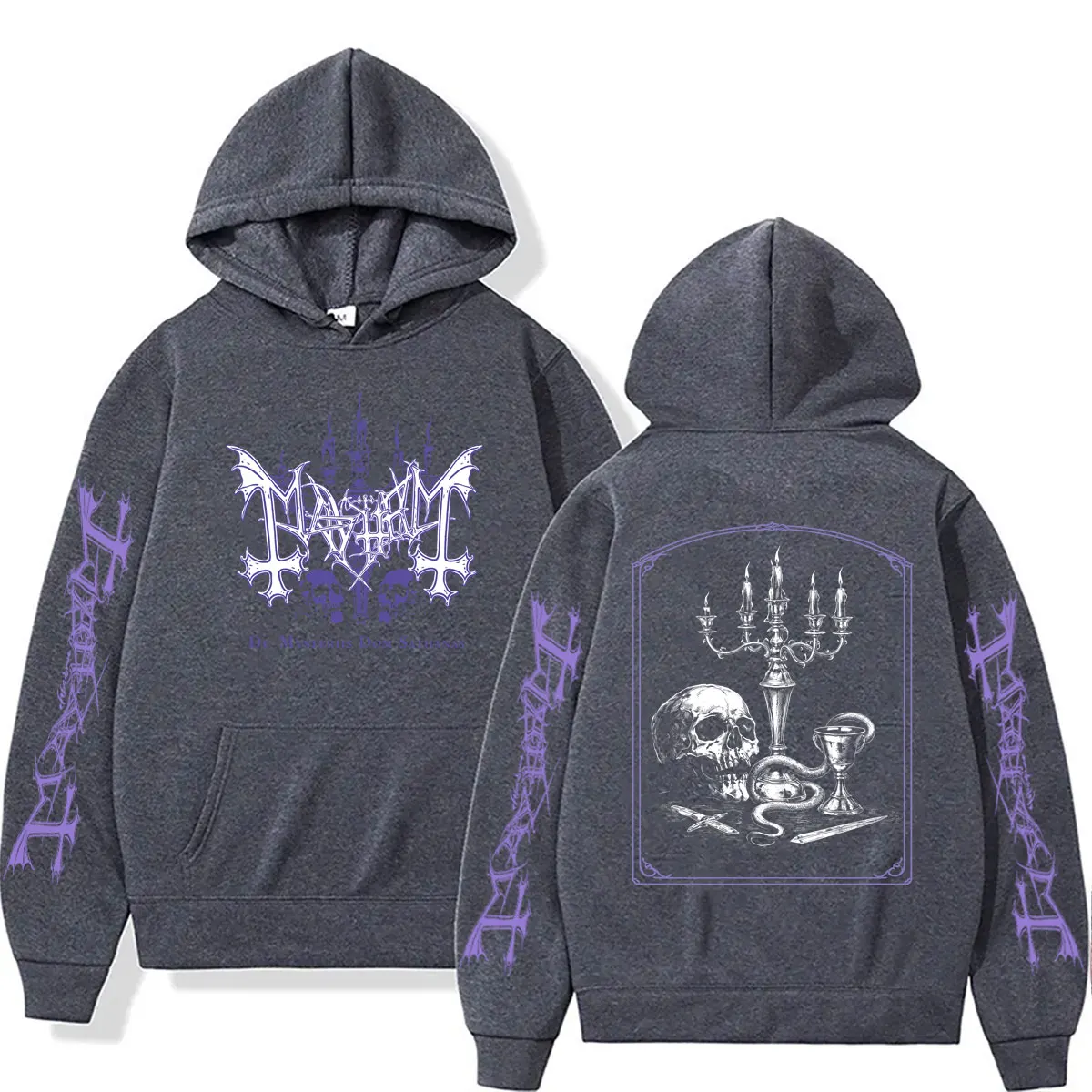 Rock Band Mayhem De Mysteriis Dom Sathanas Skelett Grafik Hoodie Herren Damen Death Black Metal Gothic Punk Hoodies Streetwear – Detail 3