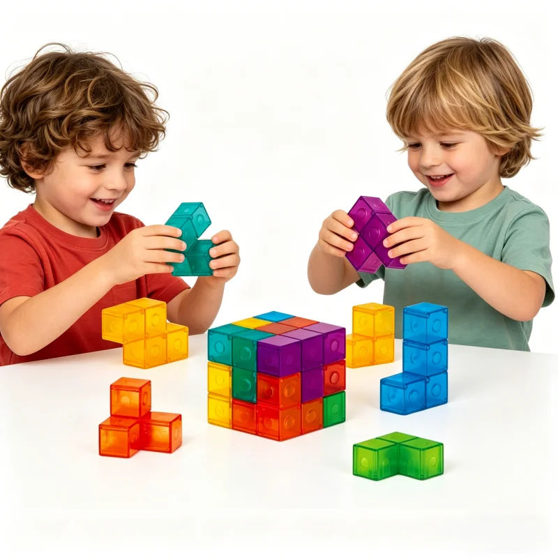 

Magnetic Building Blocks Magic 3D Cubes Set 7 Shape Puzzle Toys Tutorial with 54 Cards Kids Educational Stress Relief Toys
