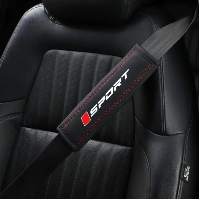 [S]PU Leather Car Seat Belt Shoulder Pad Soft Comfortable Cushion Sport Logo Print For Daily Driving Long Trips Fits Most Cars view 6