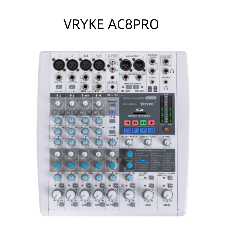 

NEW AC8PRO Arranger Mixing Multi-track USB Recording Bluetooth Effects Professional Studio Mixing Console