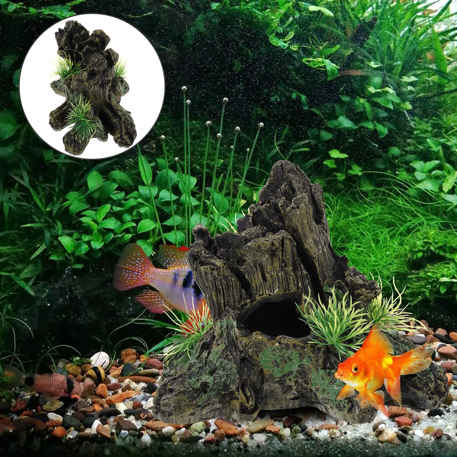 

Aquarium Resin Tree Trunk Artificial Tree Stump Fish Tank Landscape Decor Creative Lightweight Wear-Resistant Aquarium Stump