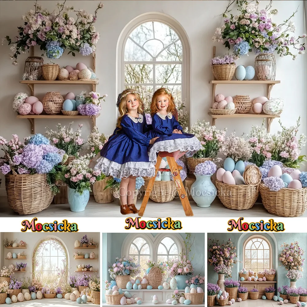 

Mocsicka Easter Eggs Photography Background Spring Arch Window Flower Room Backdrop Kids Baby Girl Birthday Photozone Studio