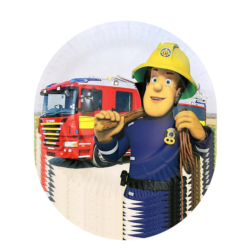 Fireman Sam Theme Happy Birthday Party Supplies Set Background Cup Plate Napkins Tablecloth Party Kids Boys Favor Balloons Decor