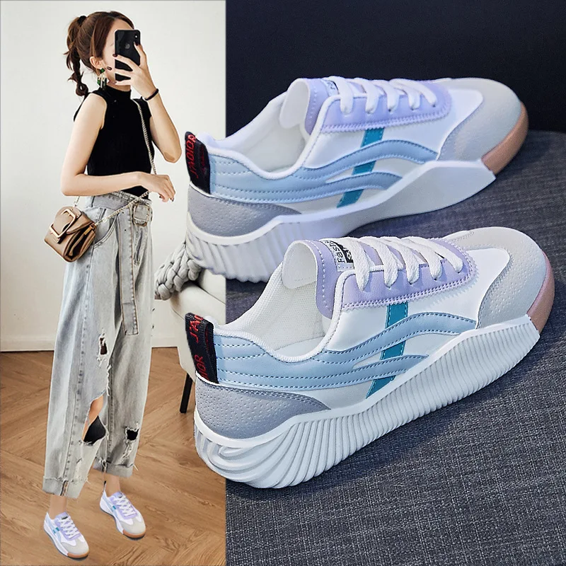 Women Fashion Trend Outdoor Jogging Casual Flats Sneakers Female White Vulcanized Platform Shoes Girls Tenis Trainers Footwear