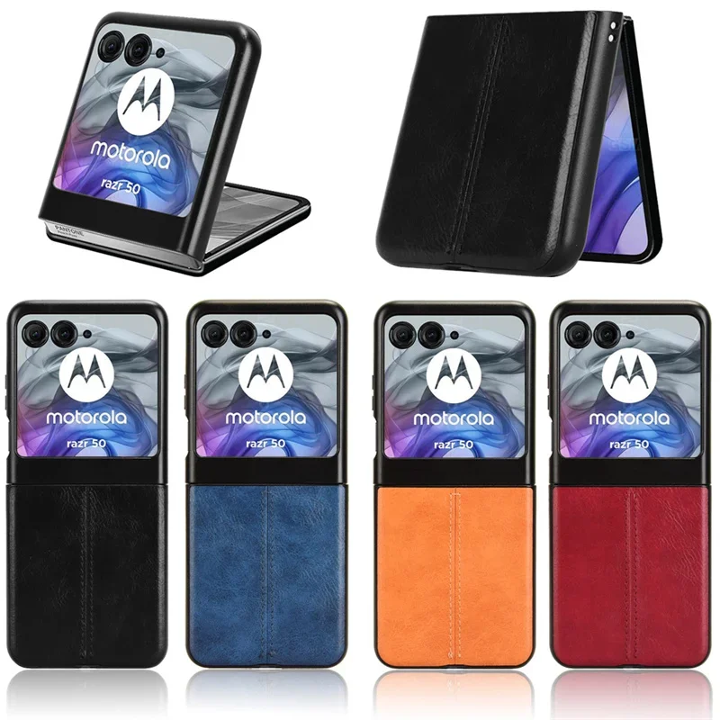 

Роскошный кожаный жесткий чехол для телефона Motorola Moto Razr 60 50 Ultra, противоударный защитный чехол из искусственной кожи, задняя крышка