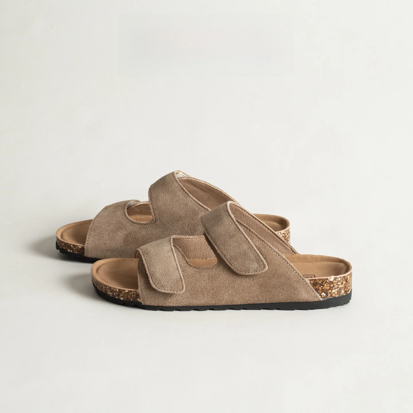 Leather Cork  Flat Sandals Women's Summer Outdoor Wear Roman Beach One-Strap Slippers Anti-Slip Rubber Sole