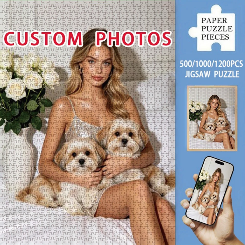 35/300/500/1049 Stück Personalisiertes Foto-Puzzle mit Haustierbildern, Individuelles Geschenk