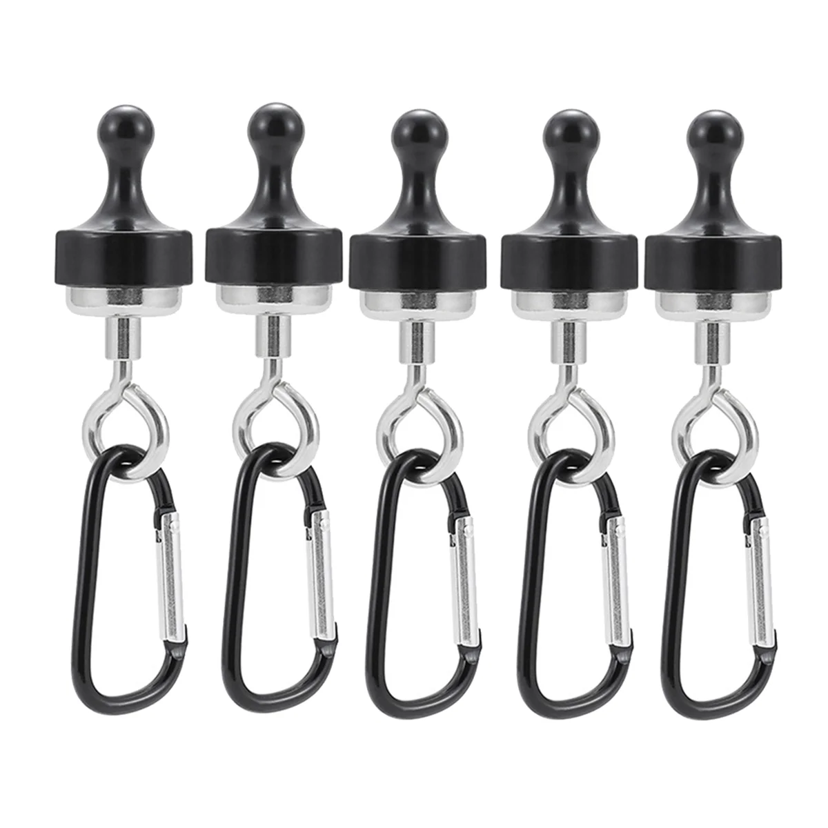 5PCS Magnetic Carabiner Keychain Camping Snap Clip D Type Lock Buckle Outdoor Tent Canopy Hanging Buckle Hook