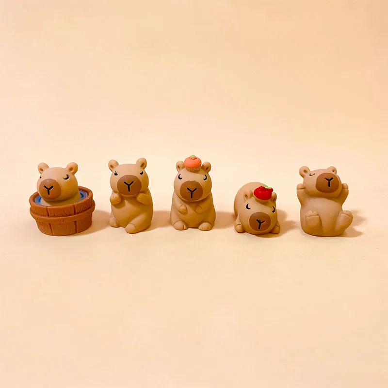 Mini Capybara Resin Miniature Figurine Resin DIY Accessories Desktop Small Ornaments Homemade Car Decoration Figurines