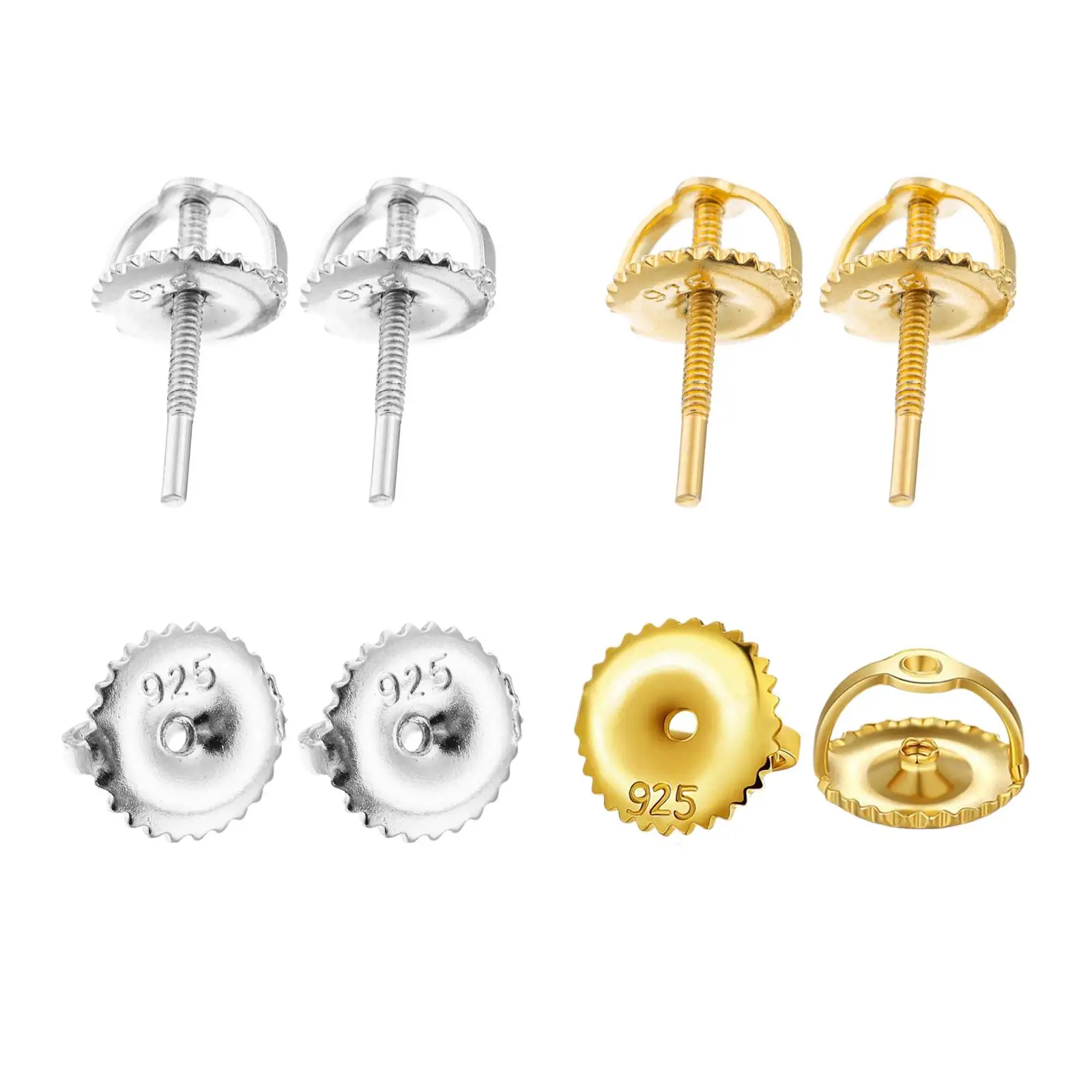 Screw Earring Backs 6mm Metal Replacement DIY Jewelry Making Accessories for Adults Women Fashion Ear Studs Crafts Gifts