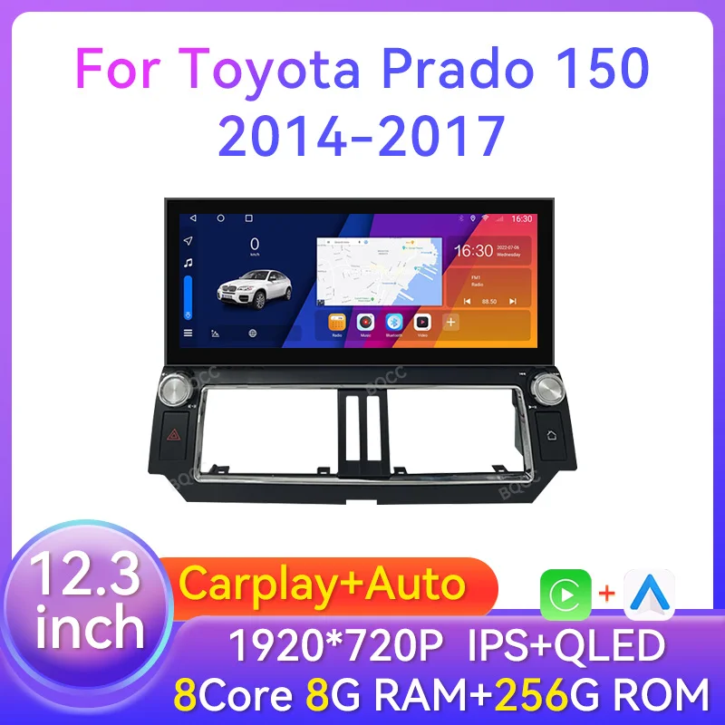 

12.3" 2 Din Android Car Radio Multimedia DVD Player For Toyota Land Cruiser Prado 150 2014-2017 Navigation GPS Carplay Head Unit