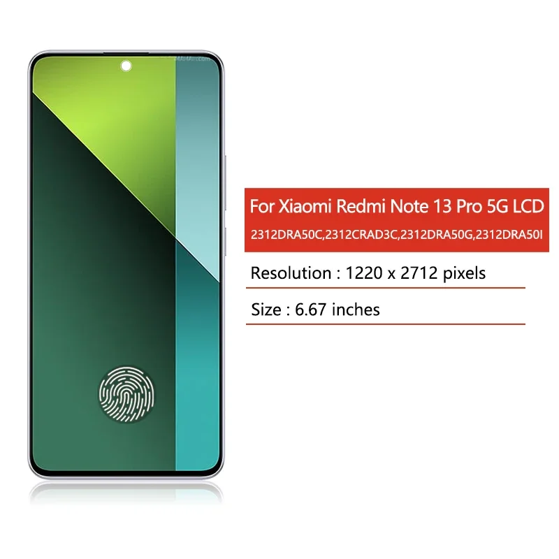 6.67 "AMOLED dla Xiaomi Redmi Note 13 Pro 5G 2312DRA50C wyświetlacz LCD ekran dotykowy Digitizer Note13 Pro wymiana wyświetlacza — zdjęcie produktu 2