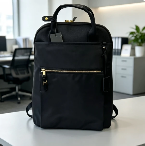 Women Water‑resistant Commute Laptop Backpack Nylon Dual‑use Top‑handle Handbag Large Capacity Daily Work Rucksack