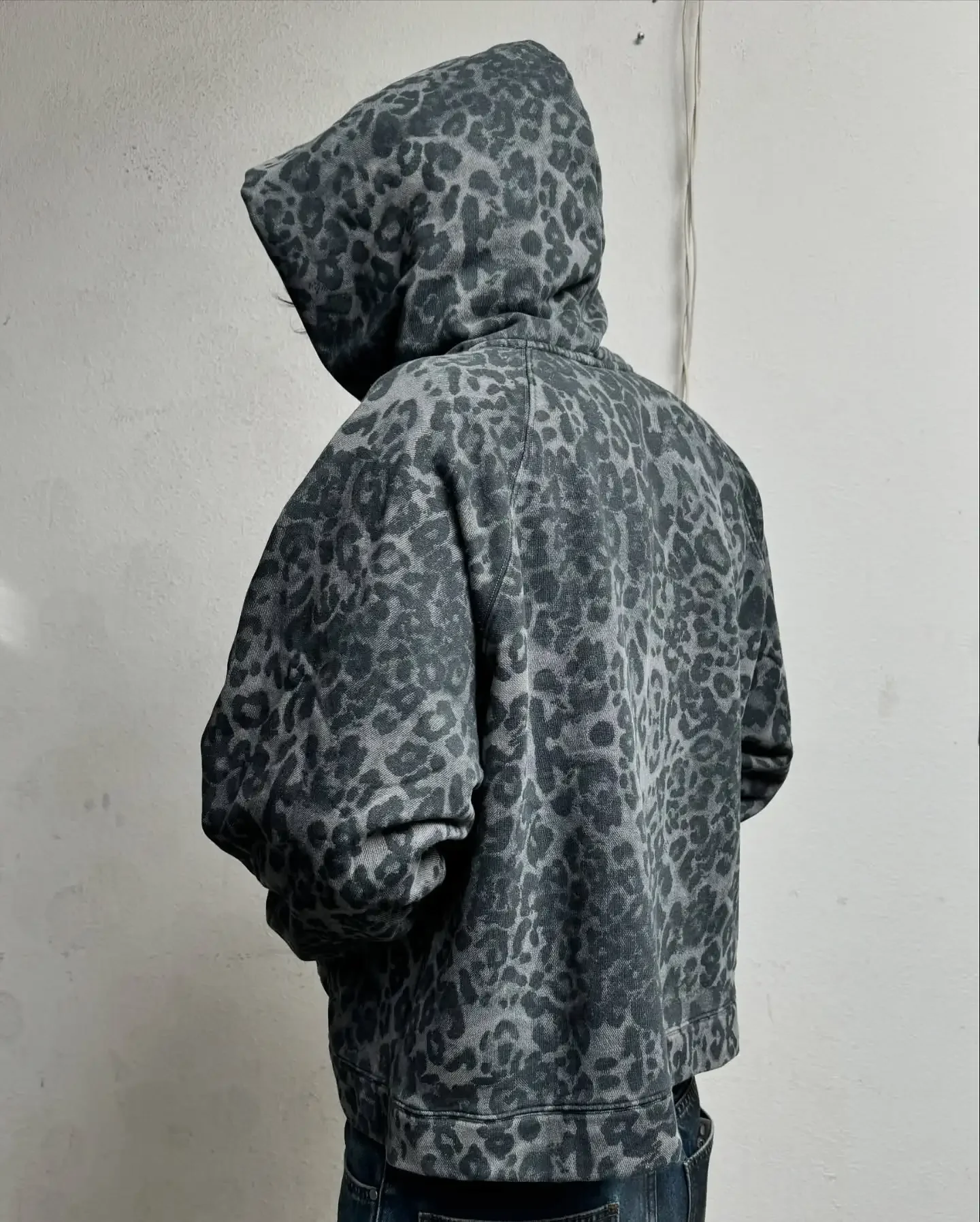 Retro Y2K Leopard Print Zipper Hoodie for Men Women Casual Fashion Sweatshirt Jacket
