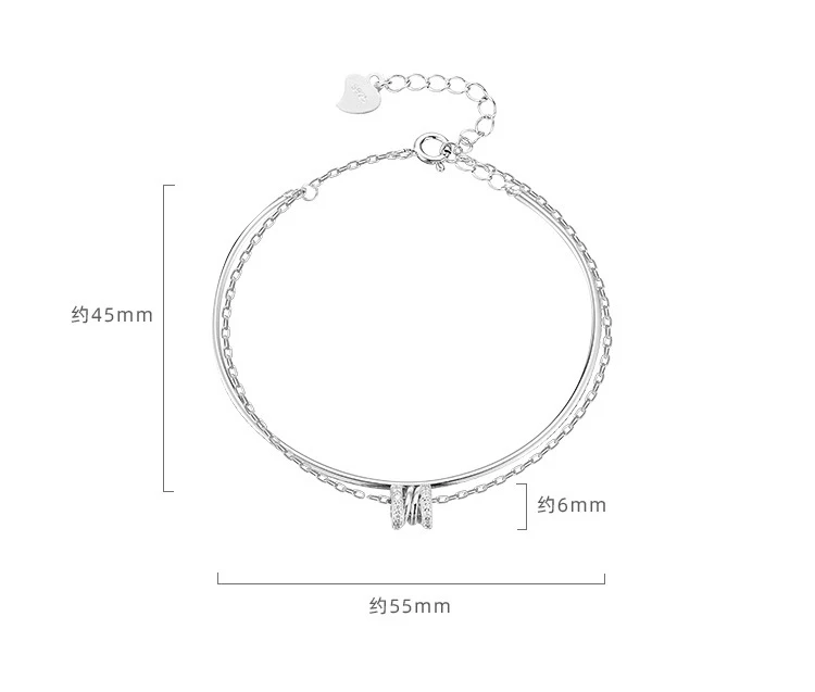 925 Sterling Silber Doppel-Liebesherz Hohle Runde Perlen Armband Damen Mode Romantischer Schmuck Klassisch Verstellbar – Detail 18