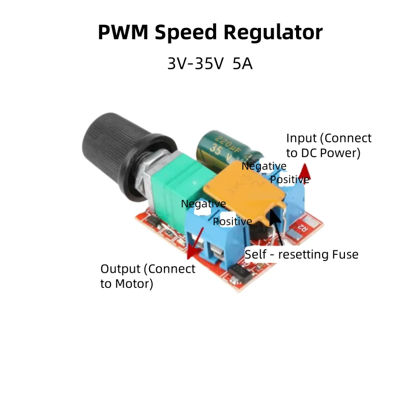 PWM DC Motor Speed Controller, 3V - 35V, 5A, with Over - current and Over - voltage Protection, LED Dimmer Module