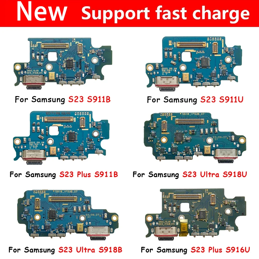 5 Pcs USB Port Charger Board Dock Connector Charging Flex For Samsung S23 Plus Ultra S916B S916U S911B S911U S918B