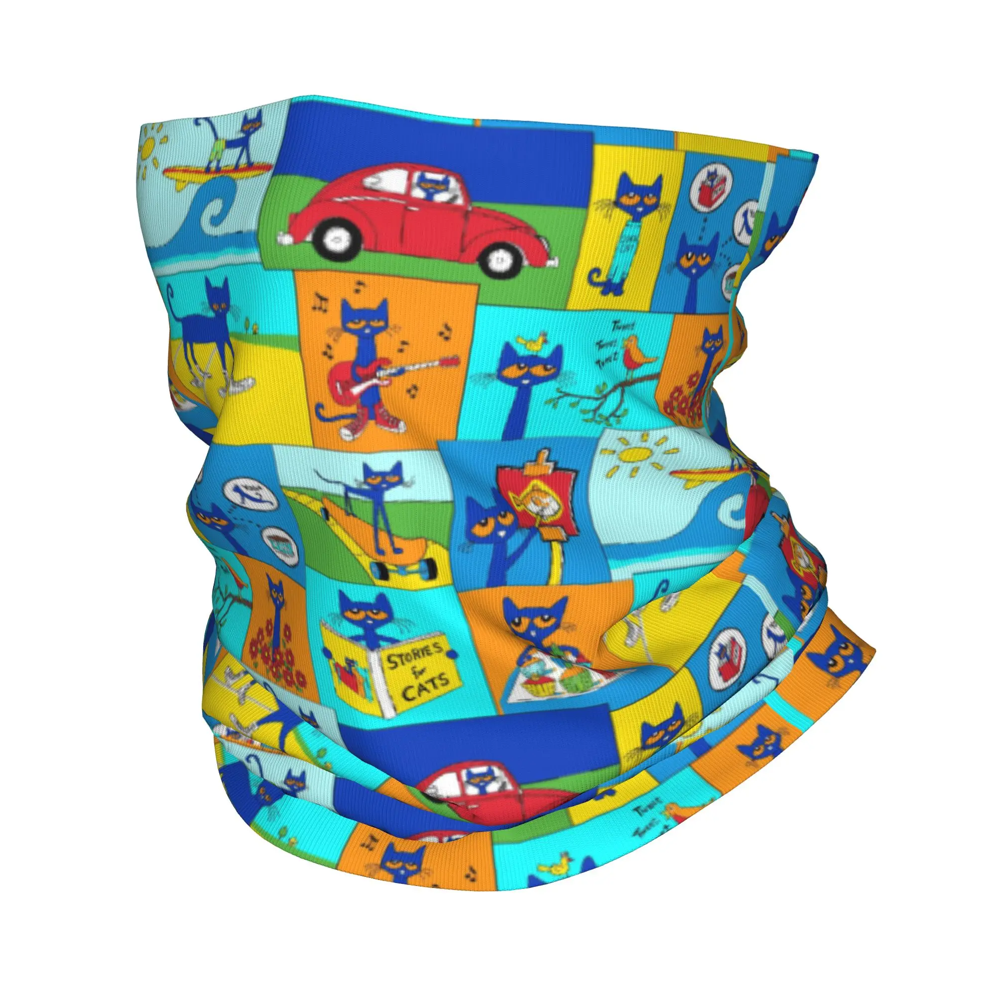 Pete the Cat  Bandana Neck Gaiter Printed Groovy Kitten Mask Scarf Multi-use Headband Riding Unisex Adult Winter