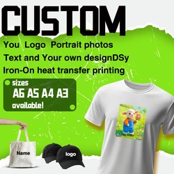 Custom You Logo and images DTF Heat Transfer Printing Used for iron on Clothes and luggage DIY Washable personalized stickers