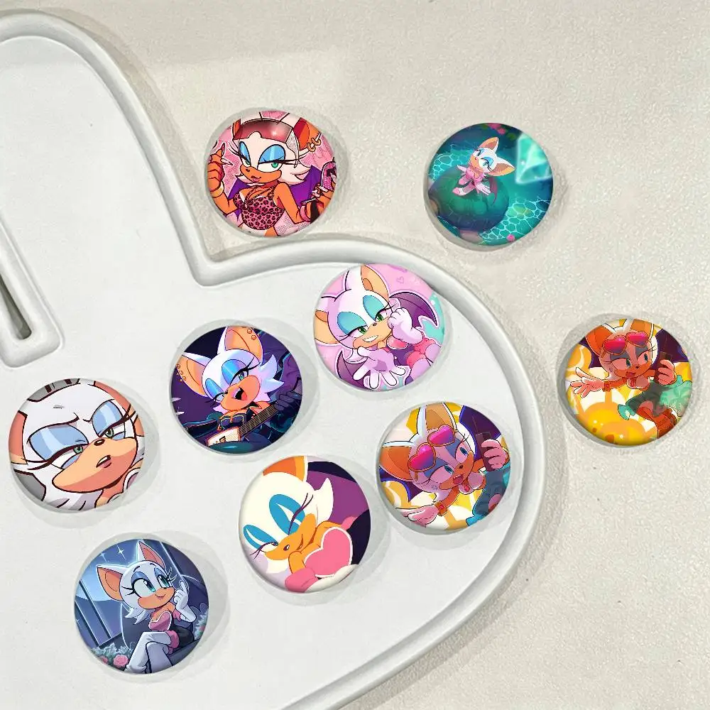 Pin de solapa redondo creativo de dibujos animados de anime Game Rouge The Bat, broche para ropa y accesorios de mochila