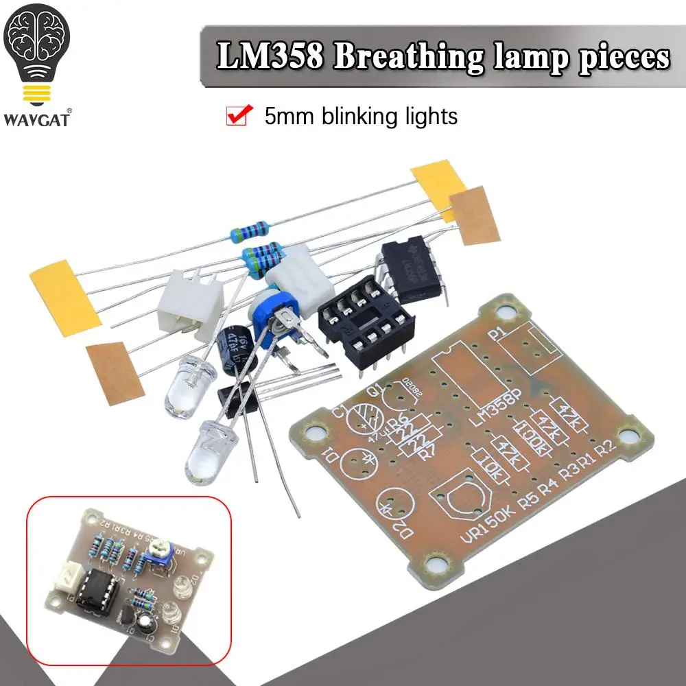 WAVGAT LM358 LED Breathing Light Kit DIY Electronic Production Suite Circuit Board for Electronic Projects And Laboratory Use