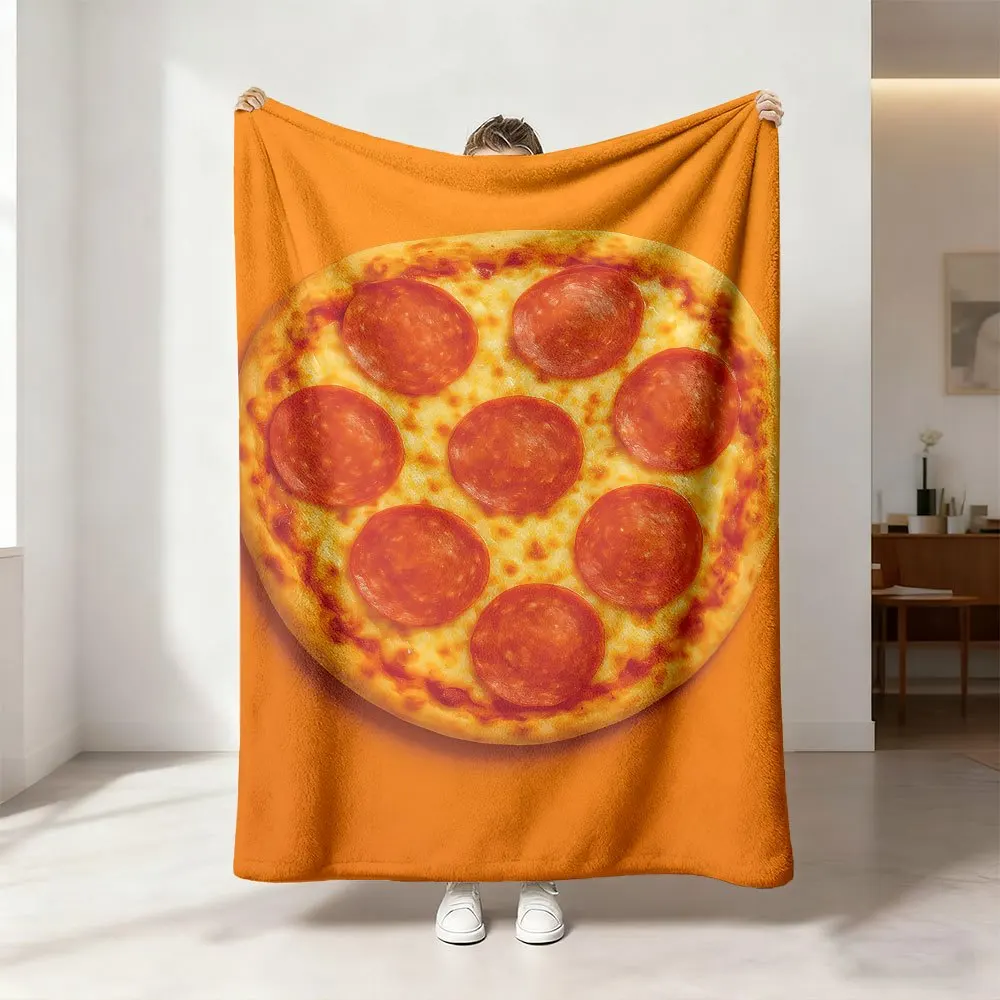 Giant Pepperoni Pizza Throw Blanket Cozy Couch Decor Gift for Food Lovers Movie Night Comfort
