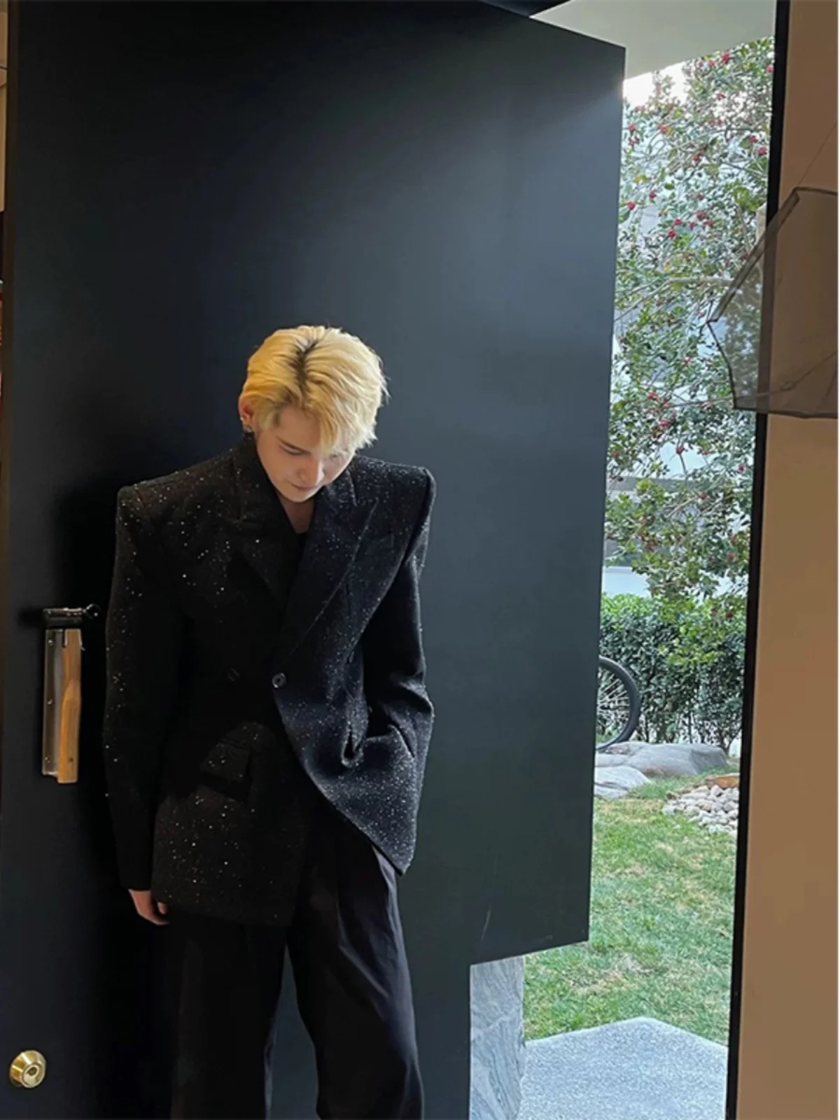 

Мужской костюм-смокинг Ele Bla с блестками, стильный, повседневный, американский, весенний сезон