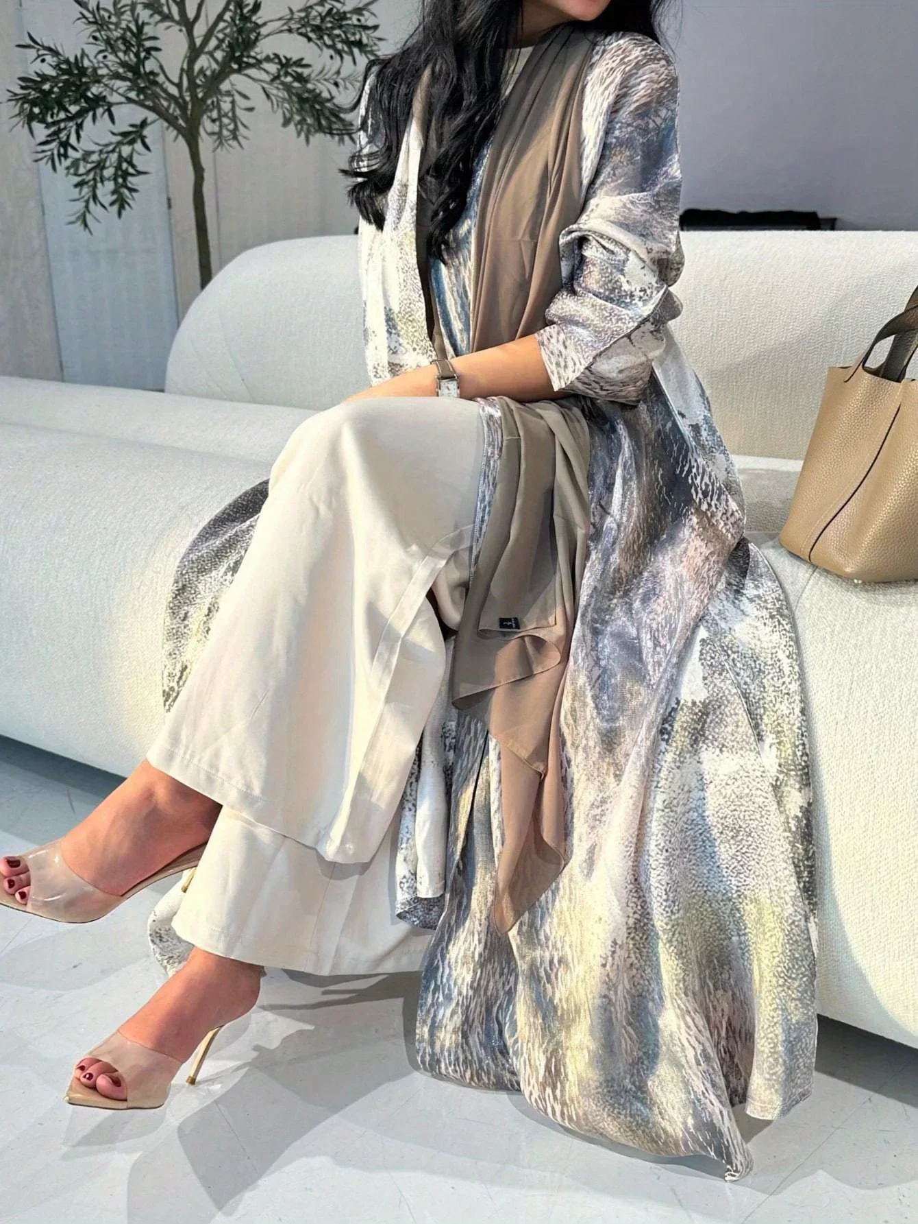 Naher Osten Frauen Lose Tie Dye Abaya Muslim Volle Hülse Vorne Offen Abayas Casual Türkei Kaftan Arabische Maxi Kleider Jilbabs