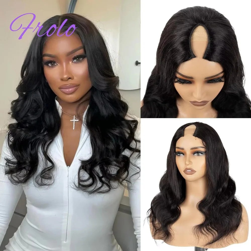 

210 Плотность Объемная волна Парик из человеческих волос Обновление U-образных париков V-образной части 30 36 дюймов Натуральный цвет Бразильский Подходит для всех размеров головы Для женщин