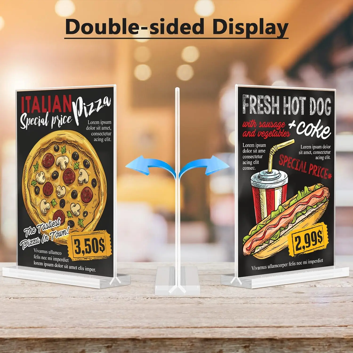 Acrylic Sign Holder 8.5x11 Inches 2 Pack, Double Sided Clear Display Stand Table Top for Menus, Flyers, Stores, Restaurants - view 6