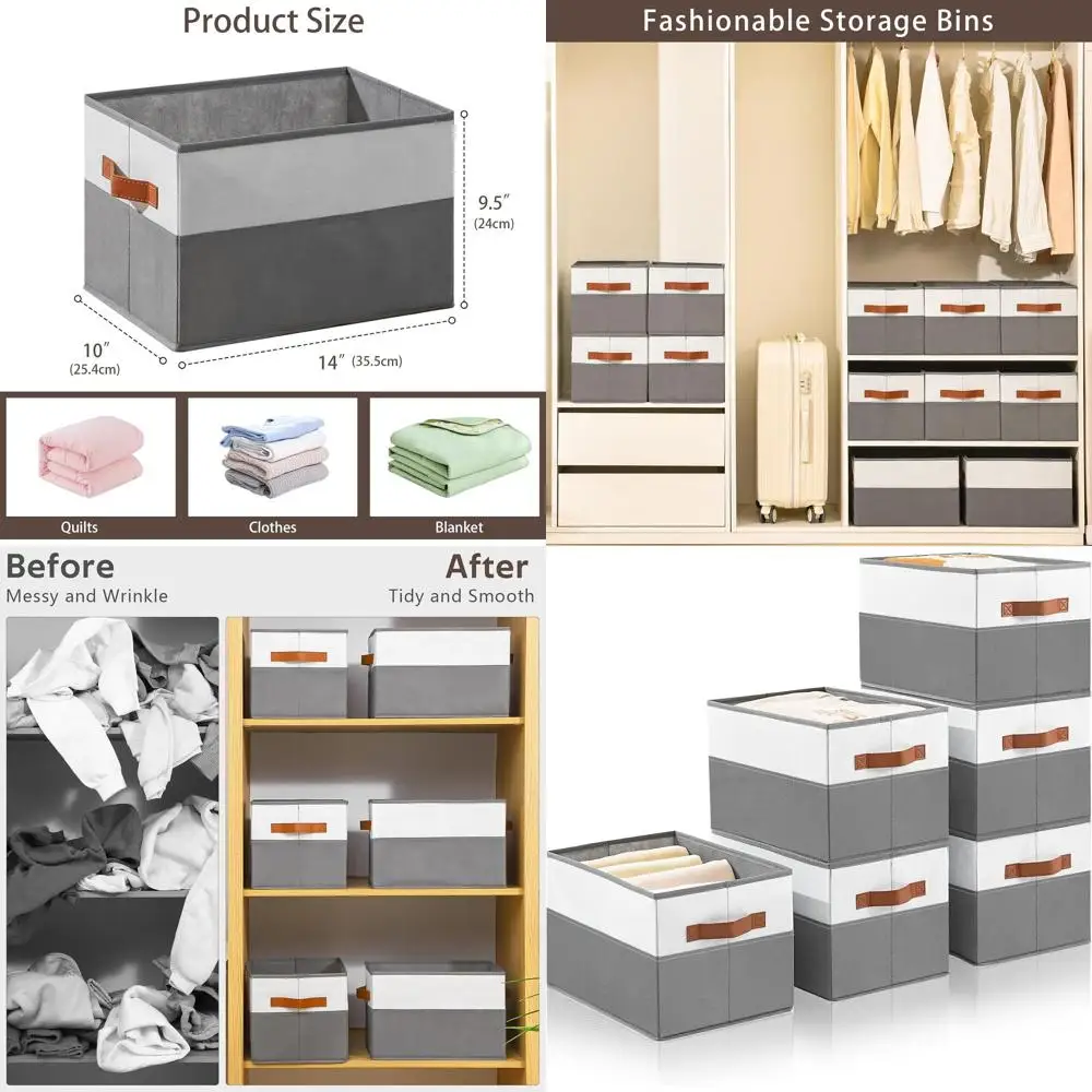 

Складные контейнеры для хранения из 6 штук с ручками, тканевые органайзеры для одежды, одеял и декора в общежитии