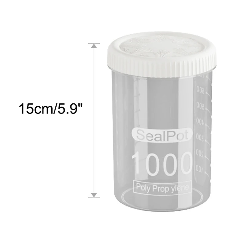 1PC Kitchen Keep Fresh Storage Jar Beans Flour Pasta Storage Grain Sealed Can Swivel Cap Airtight Containers Transparent