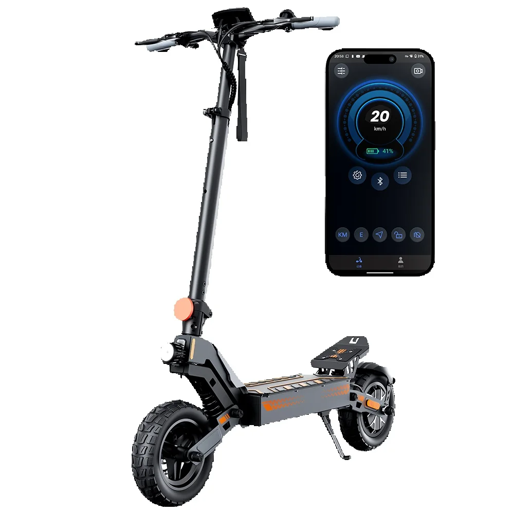 iScooter W-10 Elektroroller für Erwachsene — 1200W Motor, 48V 15Ah Batterie, 50–60 km Reichweite, ausgestattet mit LED-Display und Vorderradbremse